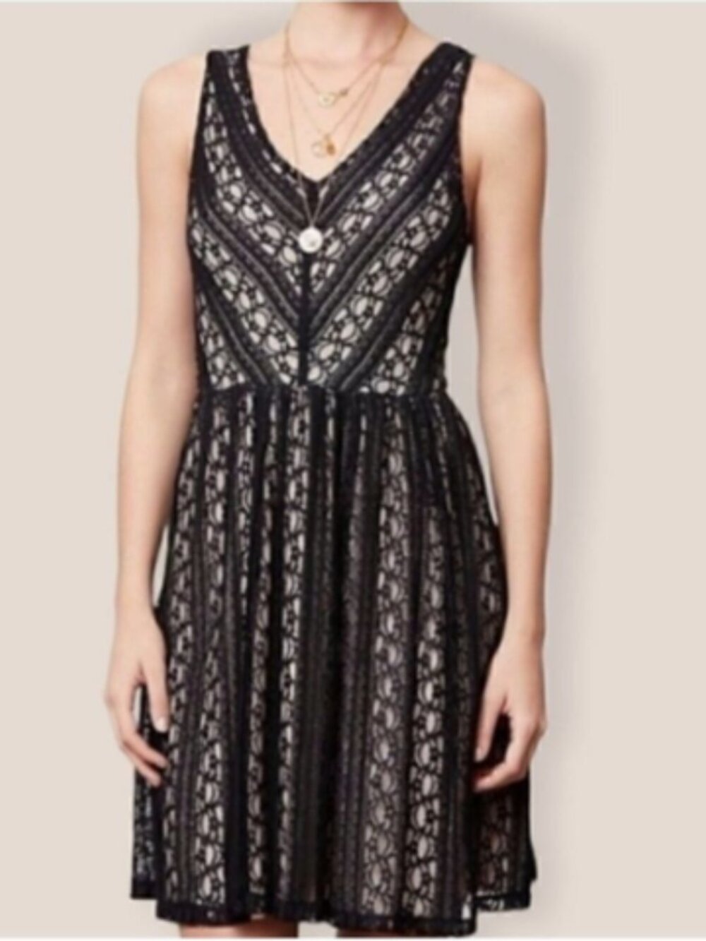 Anthropologie Moulinette Soeurs Myrna Black Lace Dress Sleeveless Cocktail Small